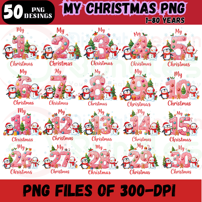 Christmas Numbers PNG