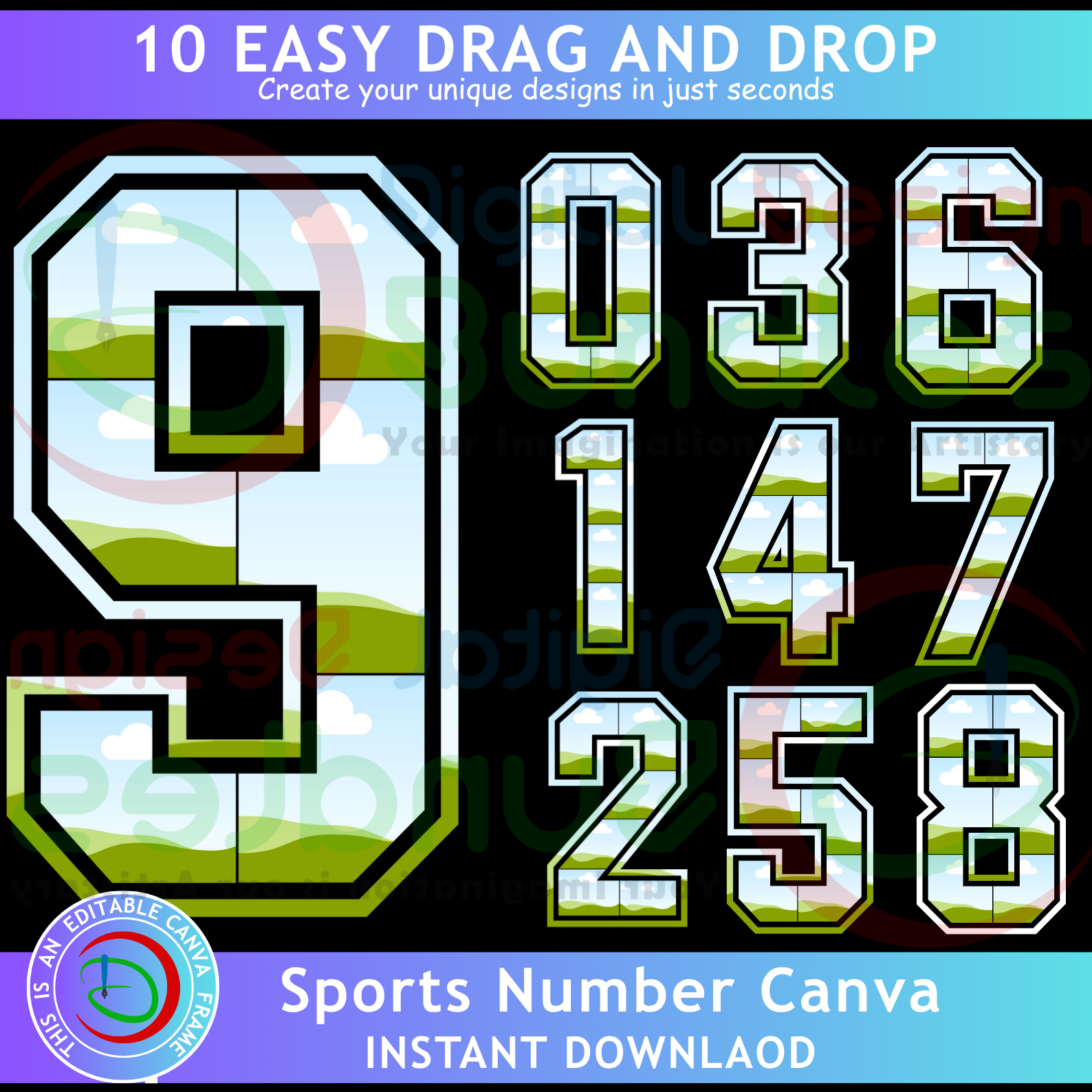 Sports Number Canva Bundle