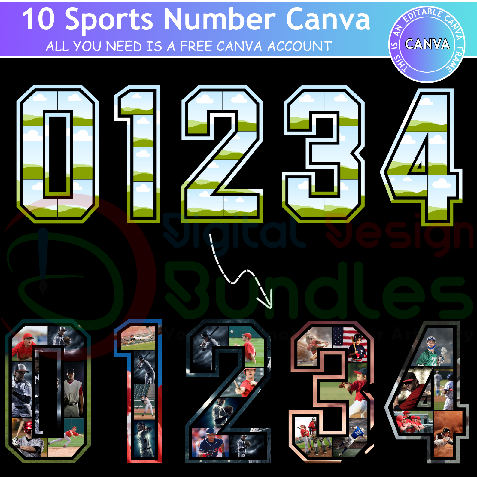 Sports Number Canva Bundle