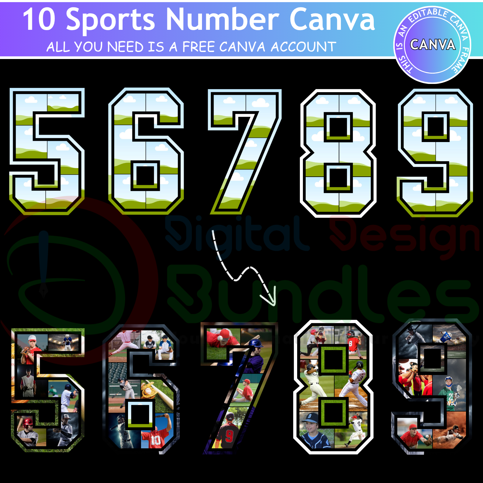 Sports Number Canva Bundle