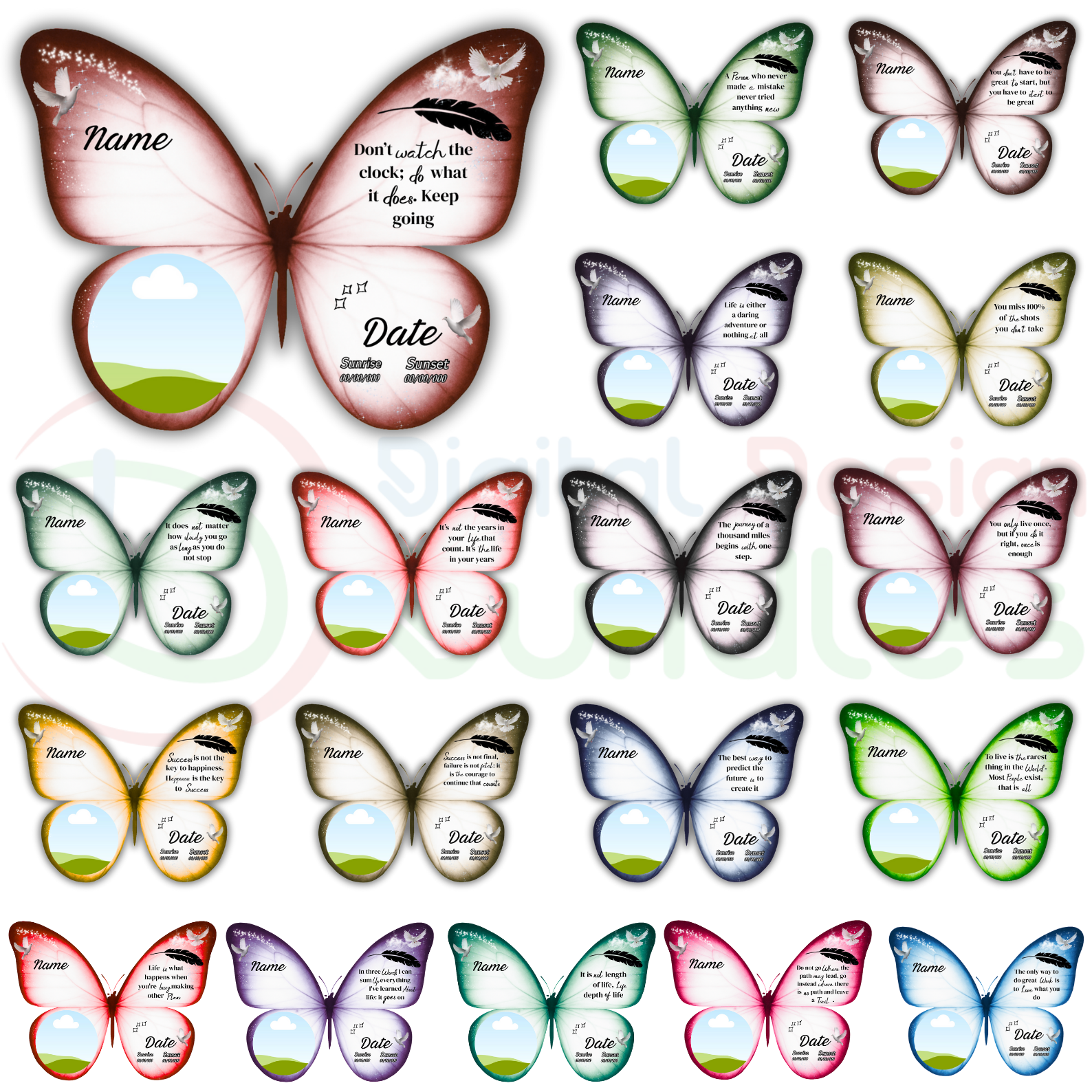 Editable Butterfly Pin Template