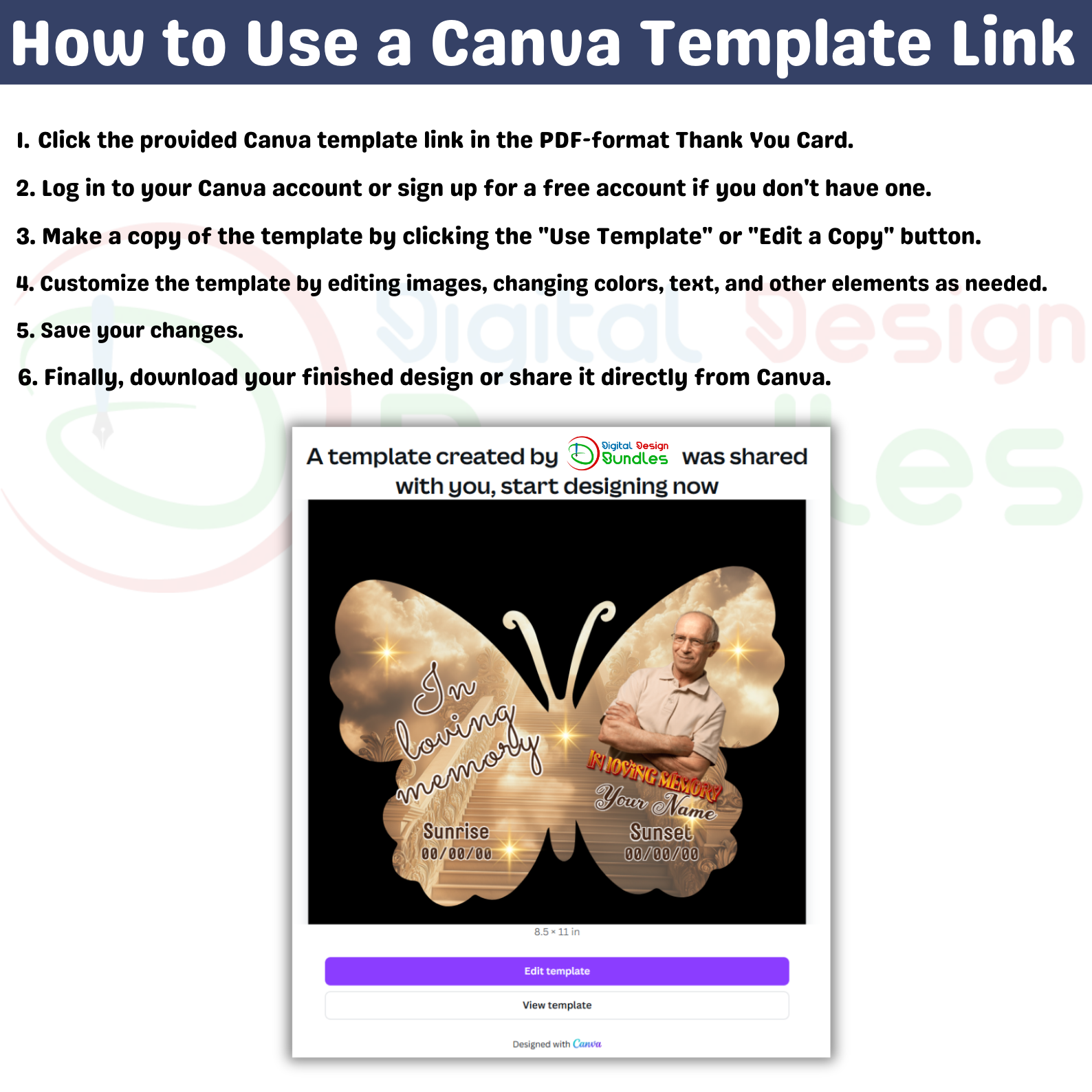 Editable Butterfly Pin Template