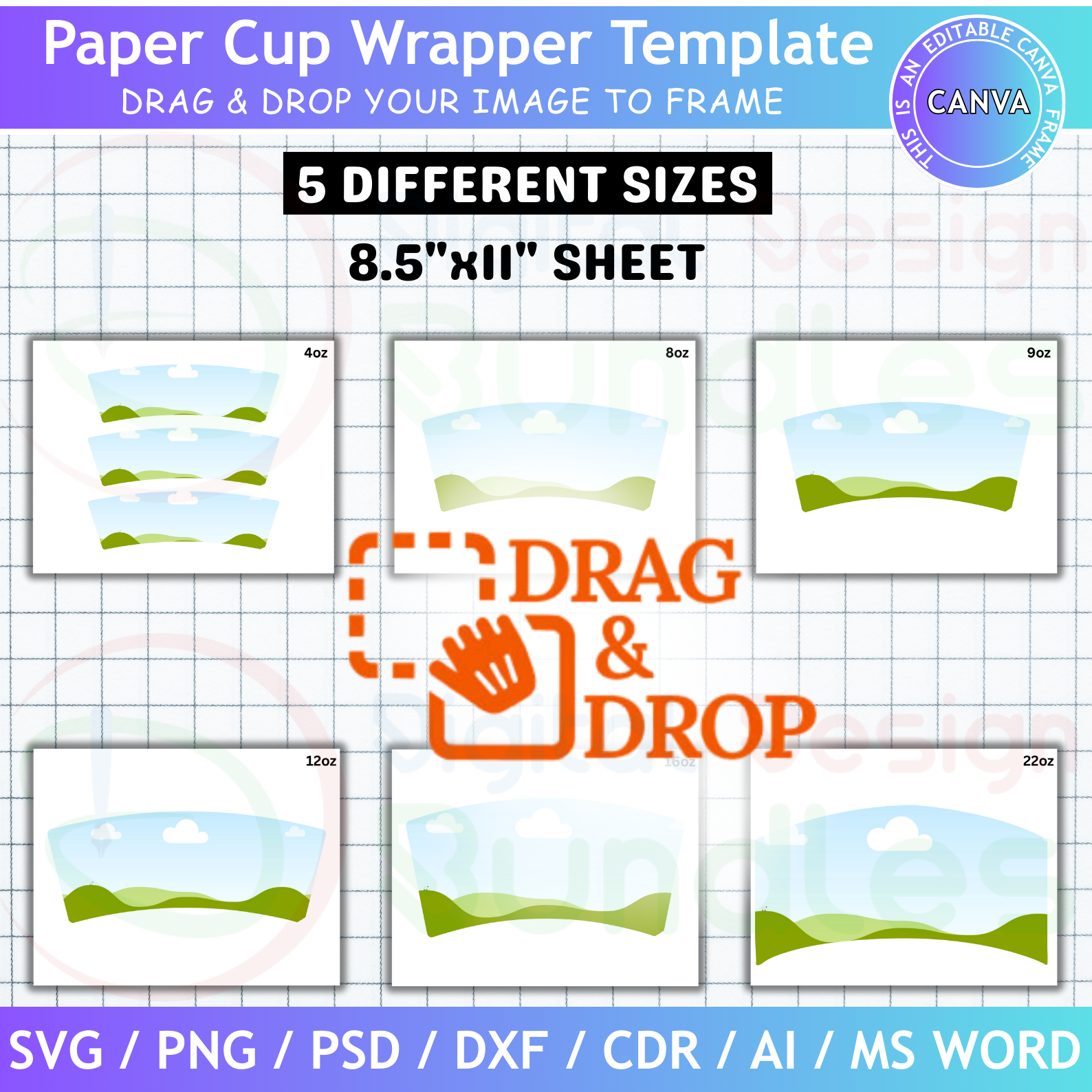 Paper Cup Wrapper Template