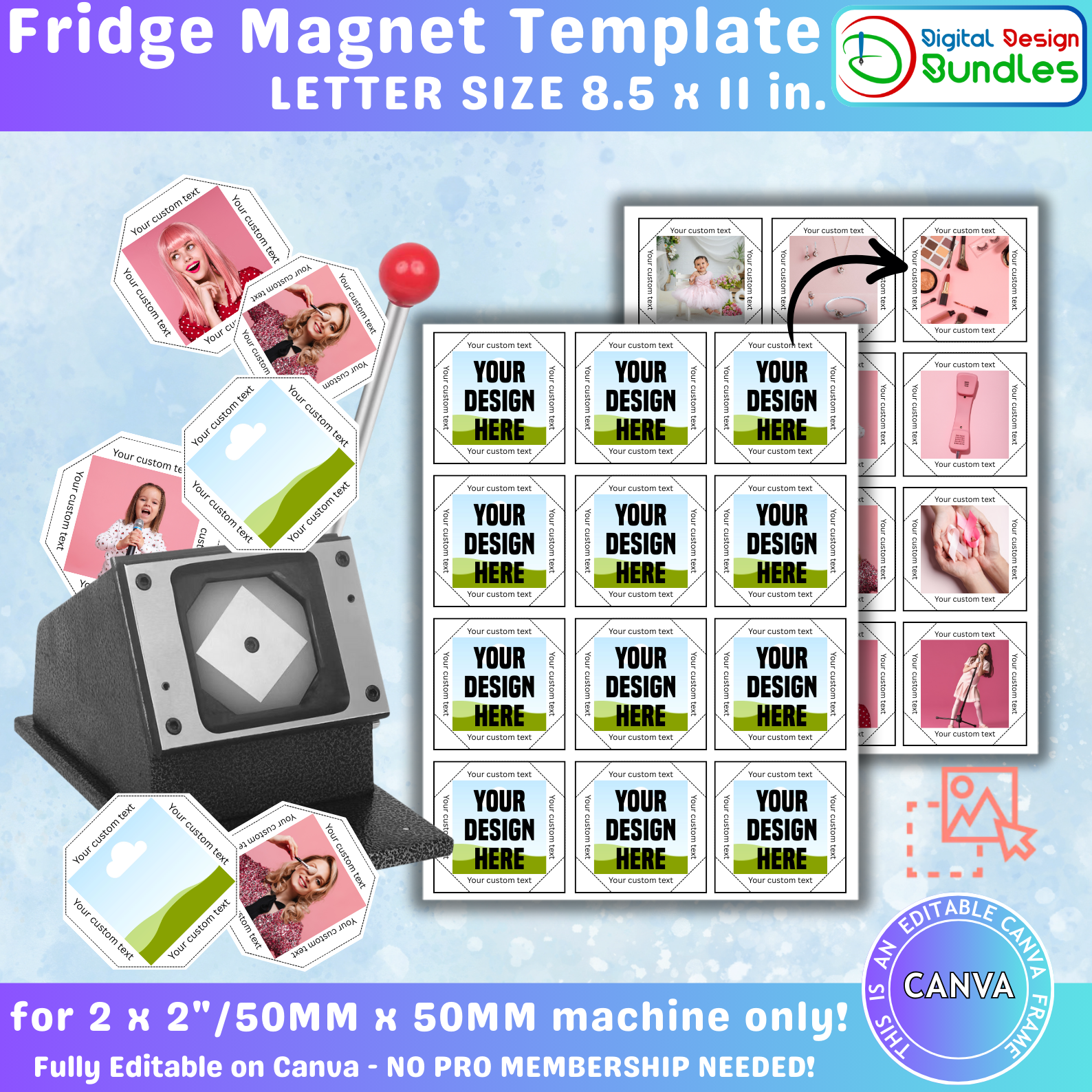 2 x 2inch Square Fridge Magnet Template