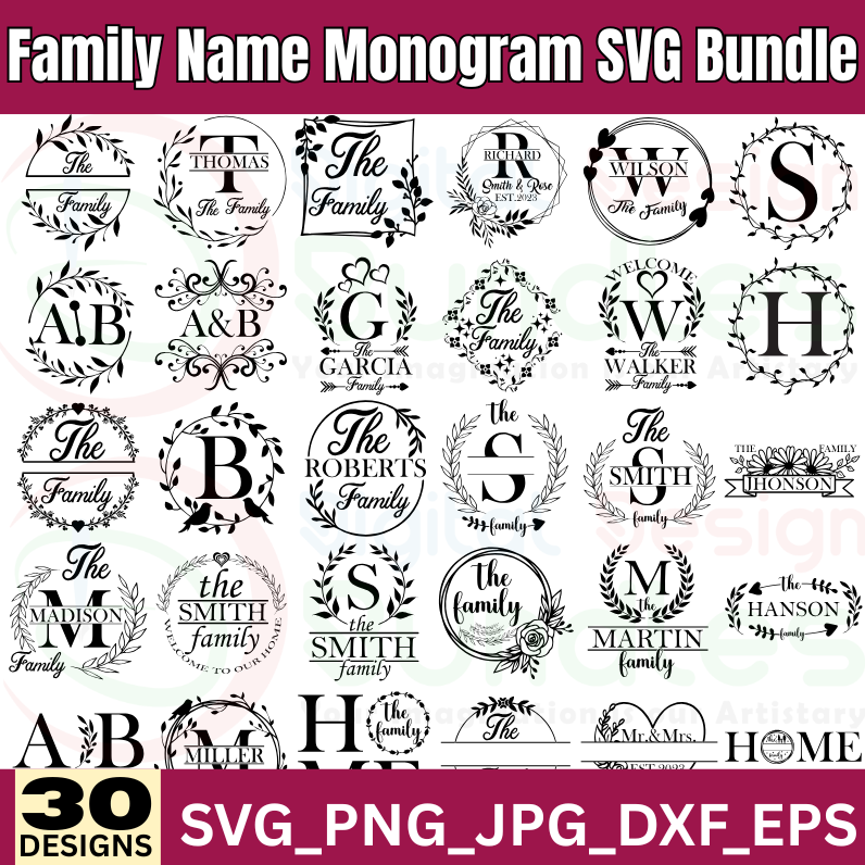 Family Name Monogram SVG