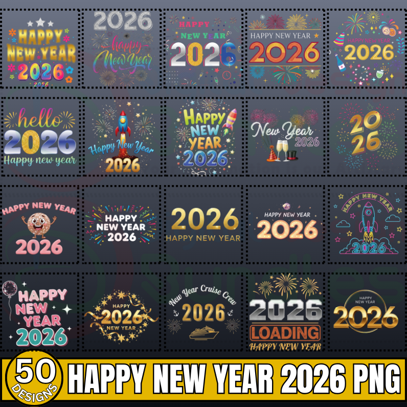 Happy New Year 2026 SVG PNG Bundle