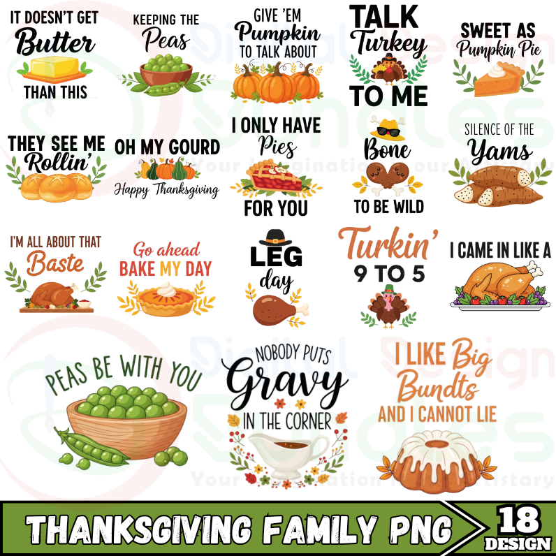 Thanksgiving Family Png Bundle