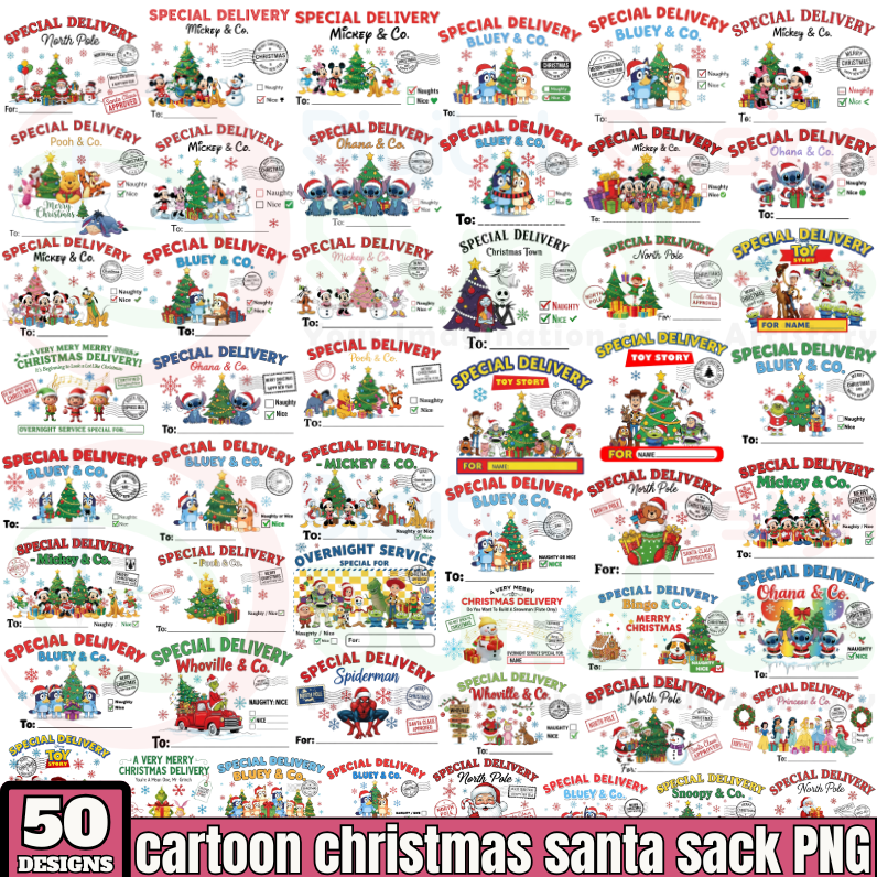 Cartoon Christmas Santa Sack PNG Bundle