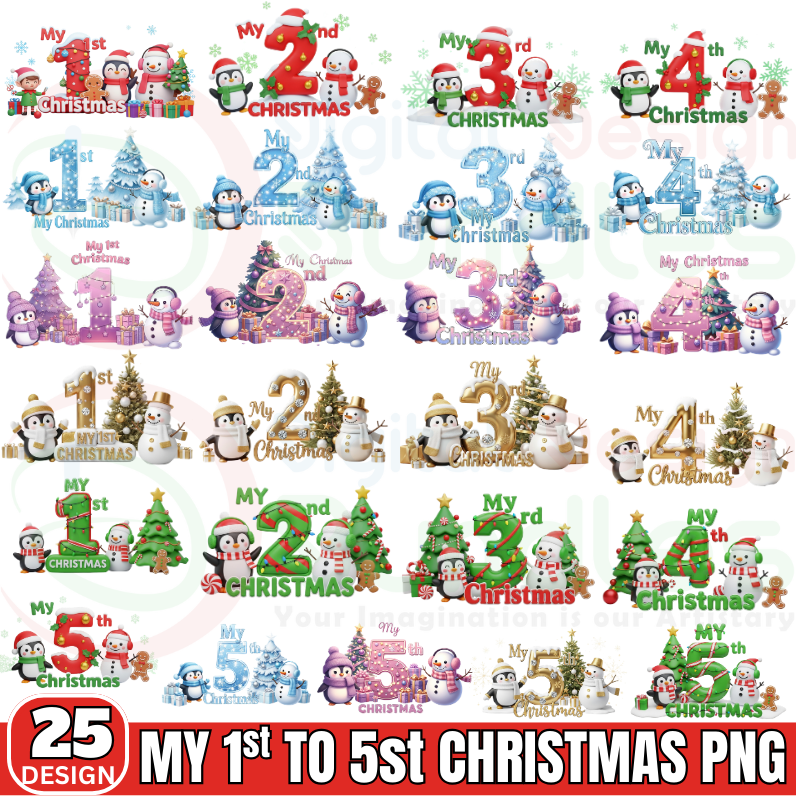 My 1st to 5th Christmas PNG Bundle
