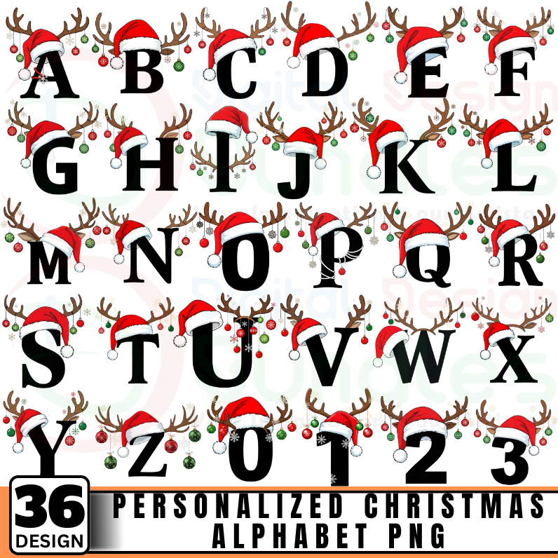 Personalized Christmas Alphabet Png