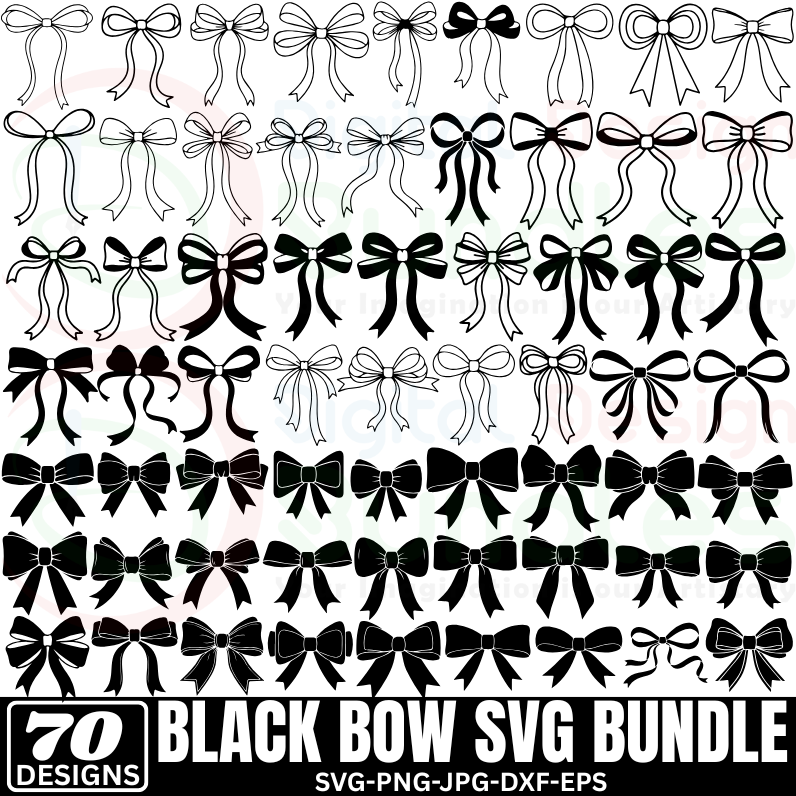 Black Bow Svg Png Bundle