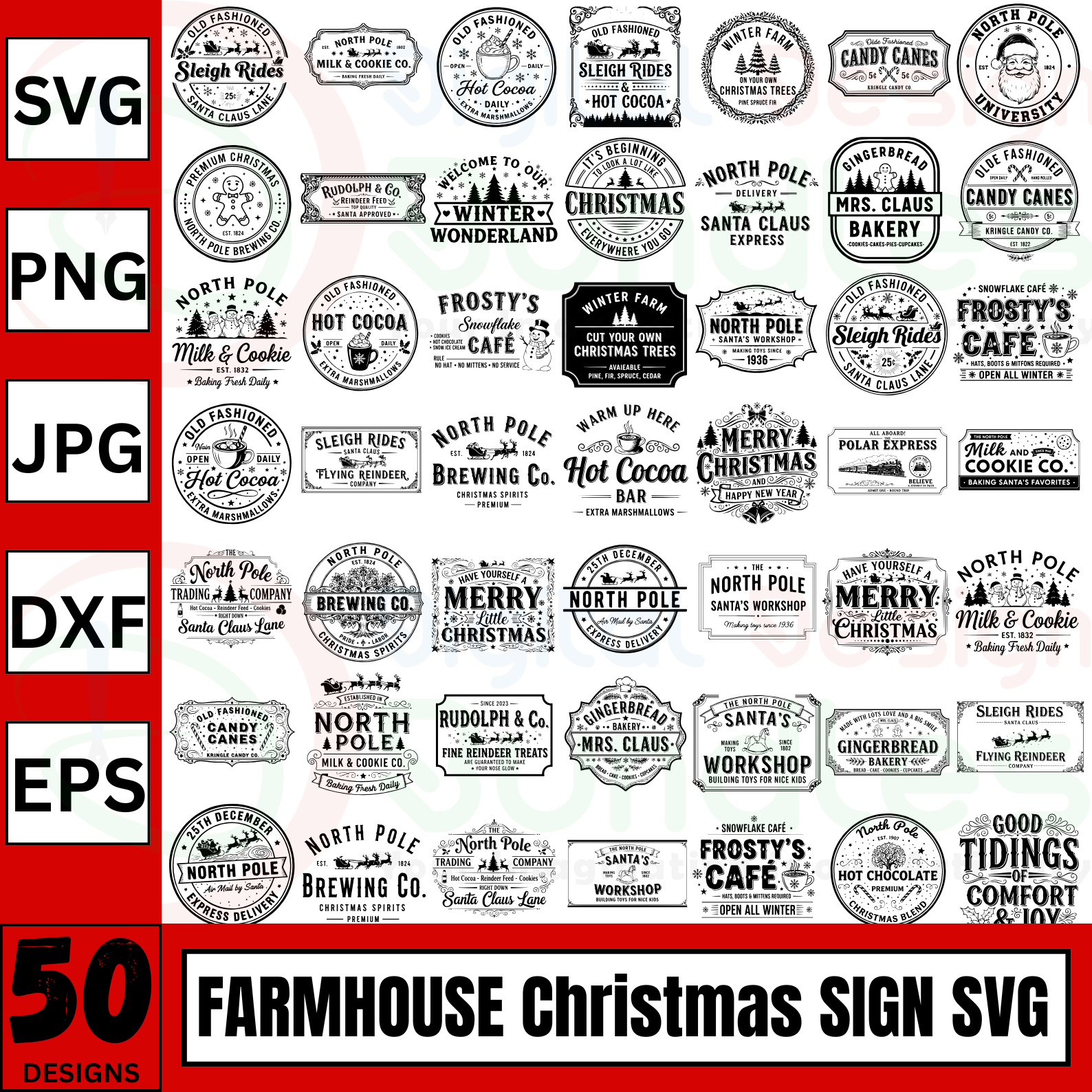 Farmhouse Christmas SVG PNG Bundle