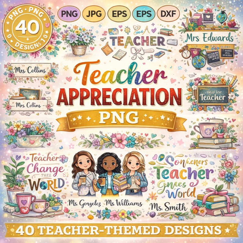 Teacher Appreciation Png Bundle