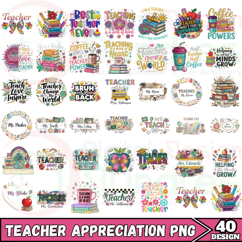 Teacher Appreciation Png Bundle