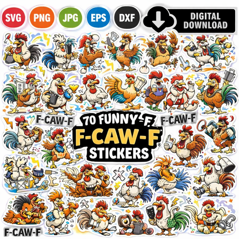 Funny F-Caw-F Chicken SVG Bundle