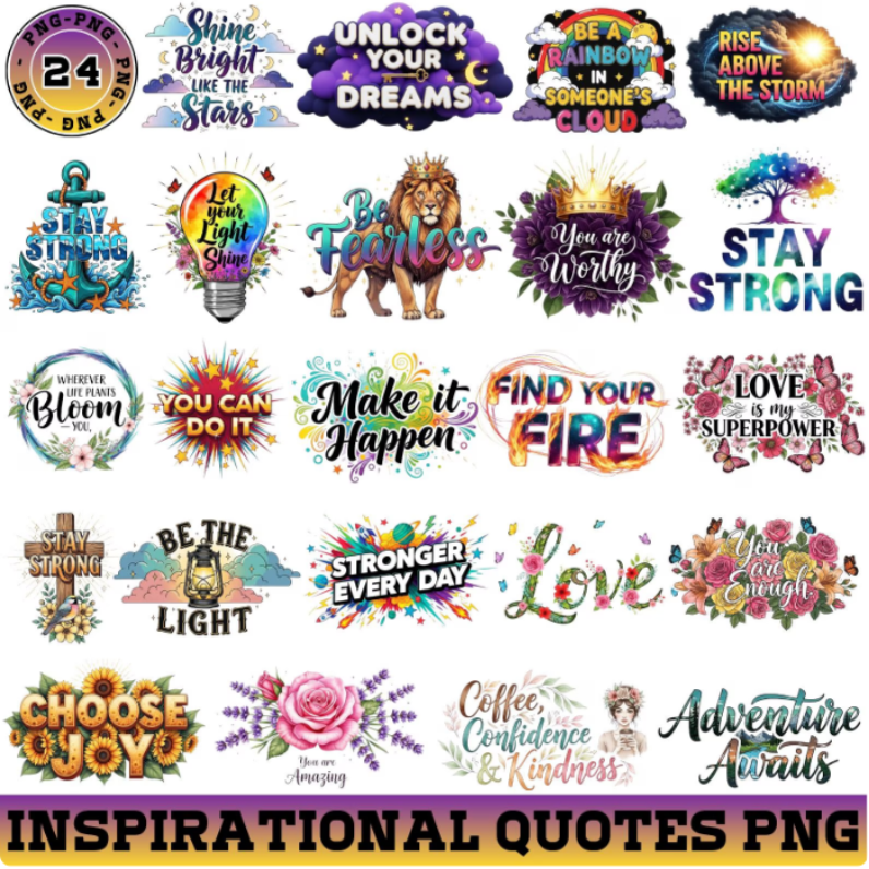 Inspirational Quotes PNG Bundle