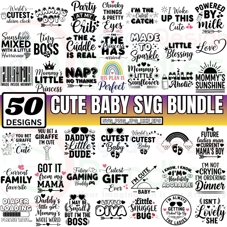 Cute Baby SVG PNG Bundle