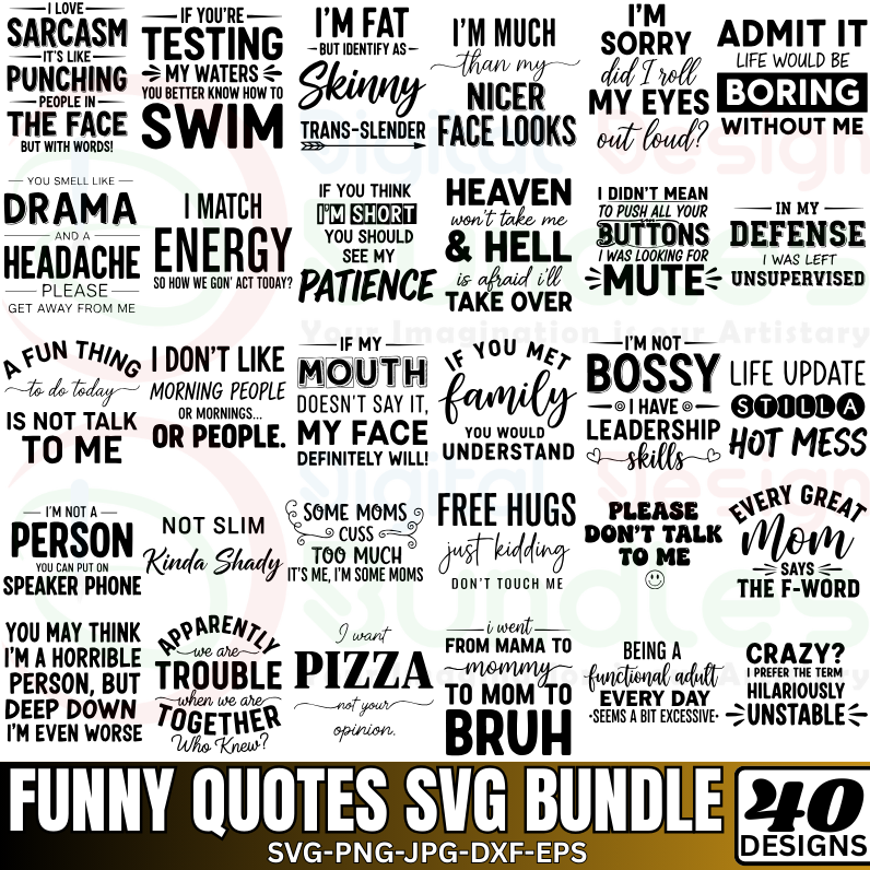 Funny Quotes Svg Png Bundle
