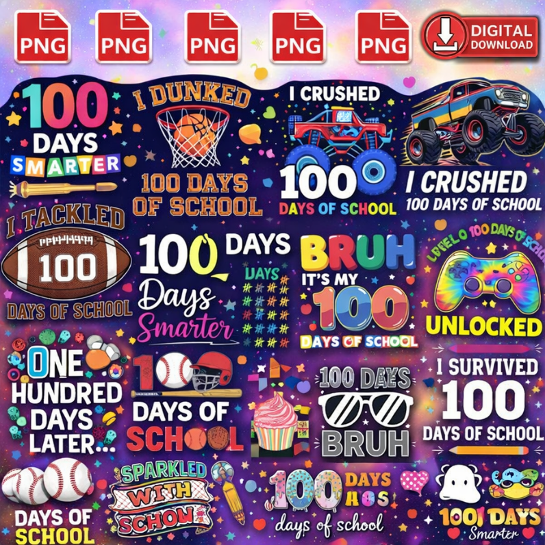 100th Day Of School Png Bundle