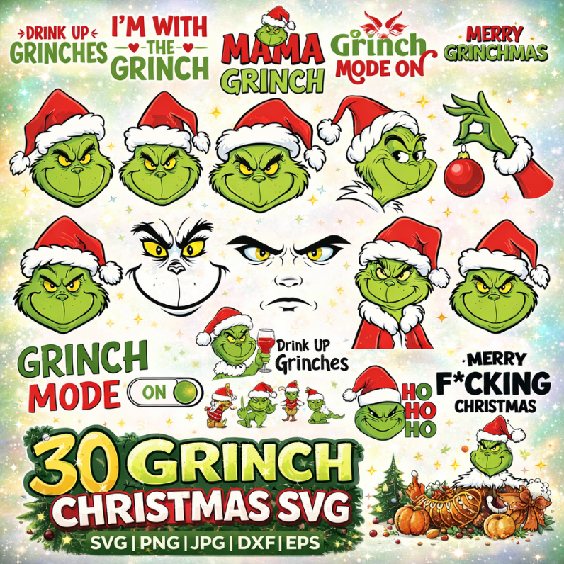 Grinch Face Svg -  2