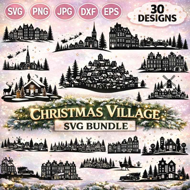 Christmas Villages SVG Bundle