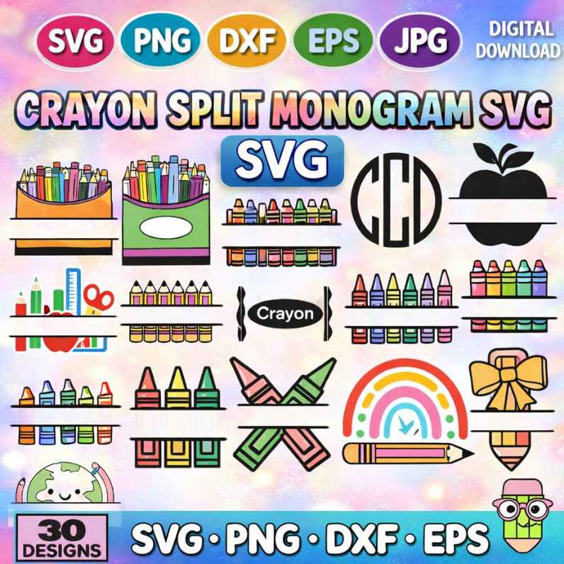 Crayon Split Monogram Svg