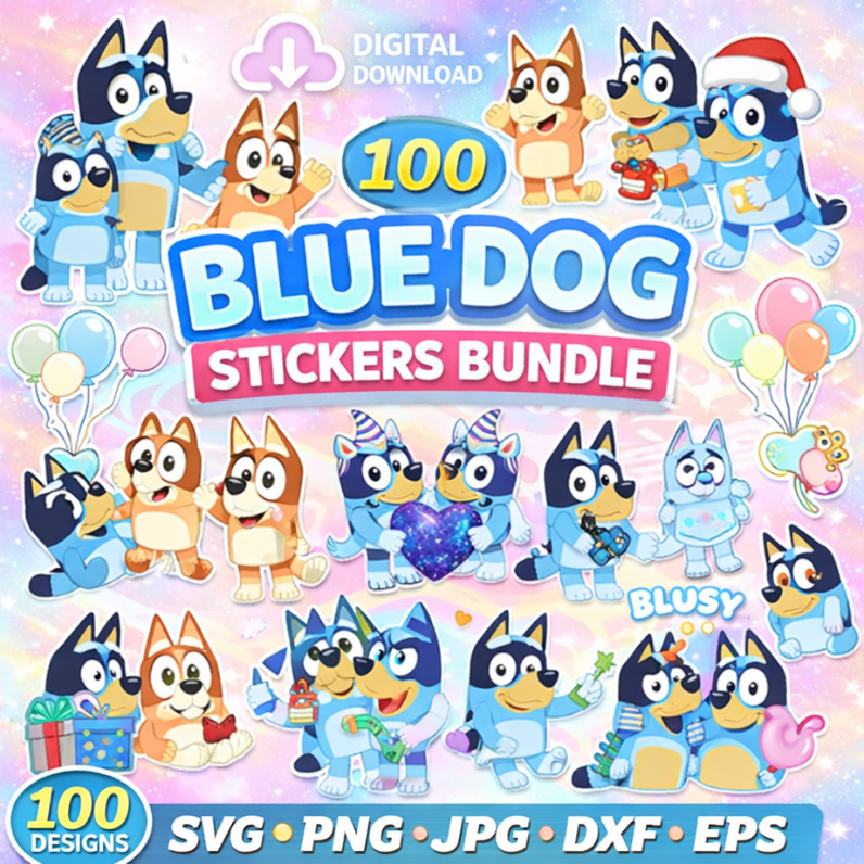 Blue Dog Svg Png Bundle
