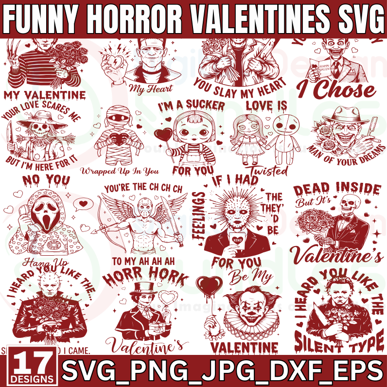 Funny Horror Valentines SVG Bundle