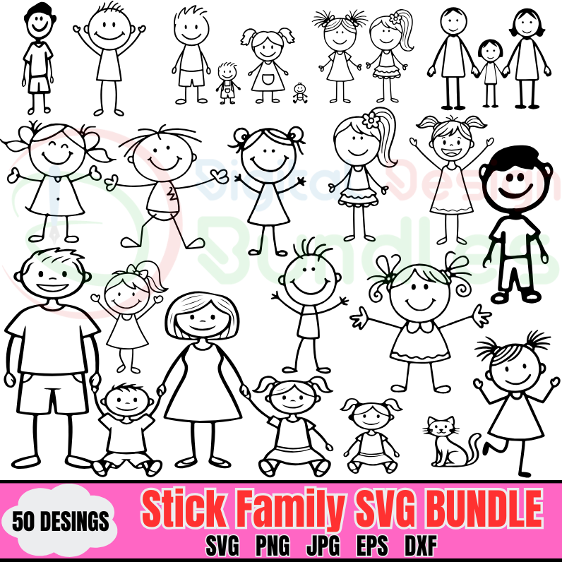 Stick Figure Family SVG Bundle