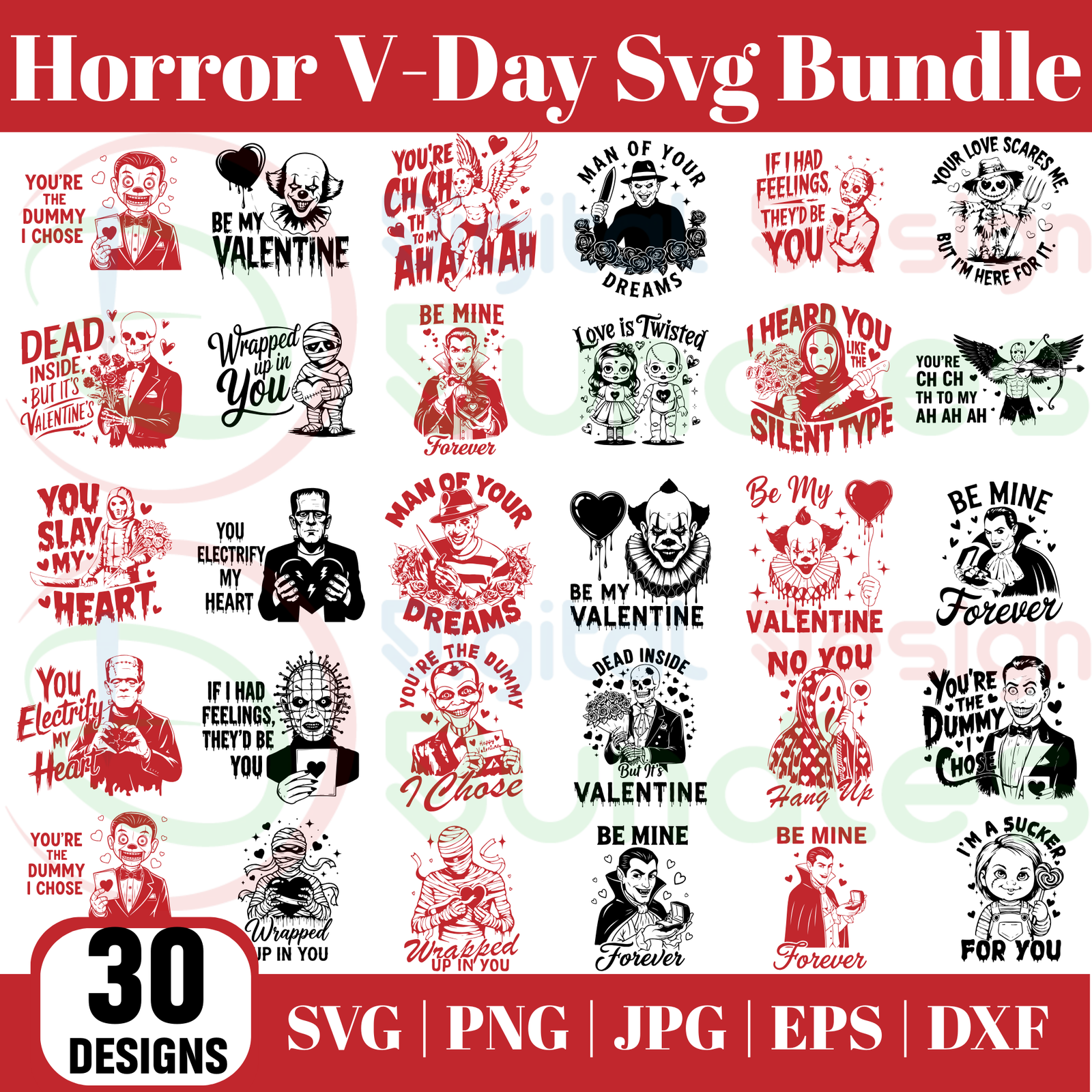 Funny Horror Valentines SVG Bundle
