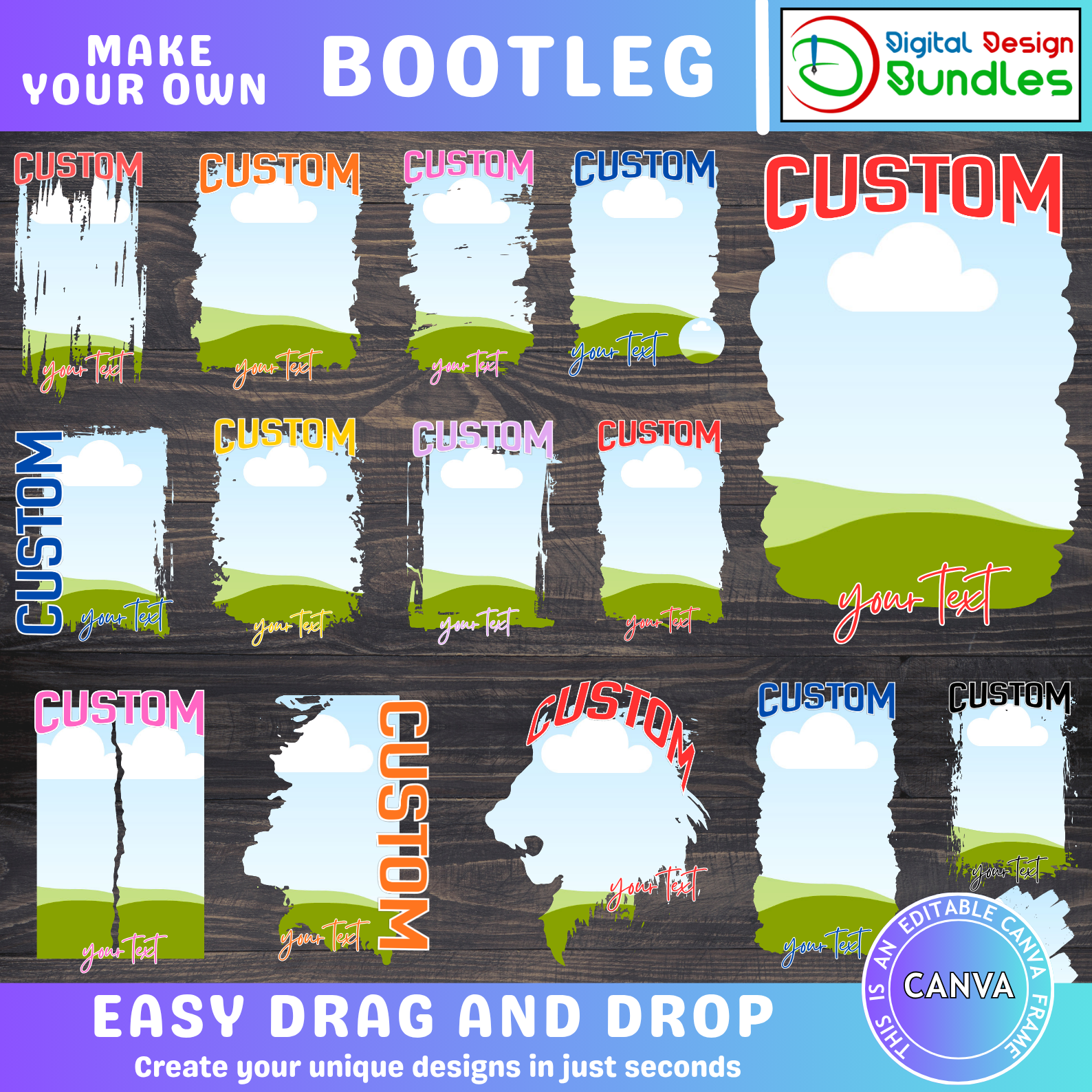 Custom Bootleg Editable Canva Frame Template