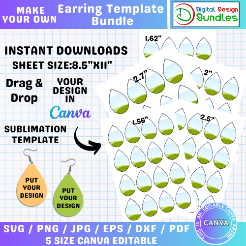 Teardrop Earring Canva Template