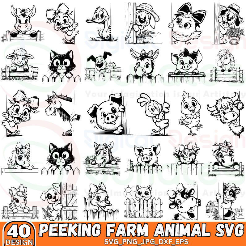 Peeking Farm AnimalSVG Bundle